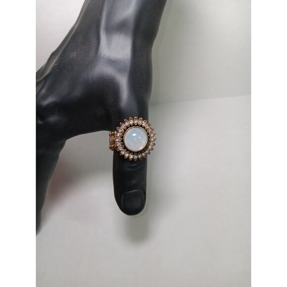 Fashion Jewelry Jewelry - Vintage Stretch Ring Adjustable Metal Big Opal And Gemstones Ring